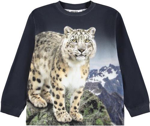 Molo Rube T-Shirts Long Sleeves Snow Leo Snow Leo 122 cm  Sort  122 cm  Drenge