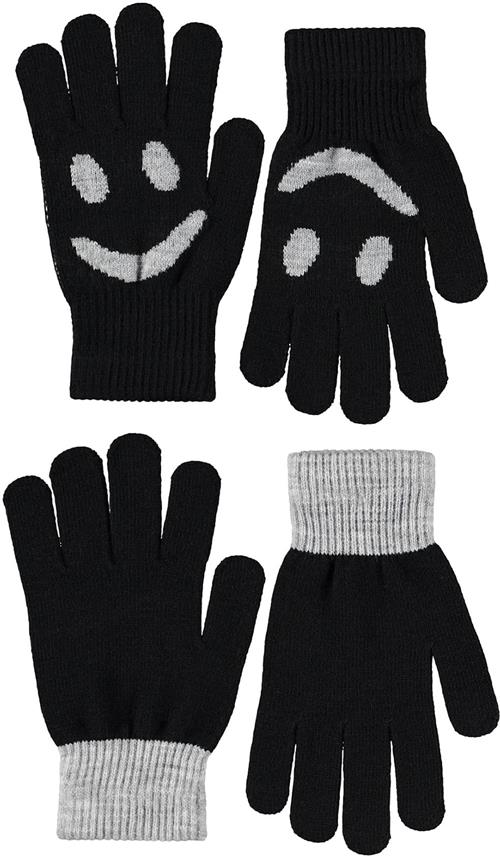 Molo Kello 2-pak Strikkede Handsker Black  Black 8-16 Y  Sort  8-16 år  Drenge, Piger