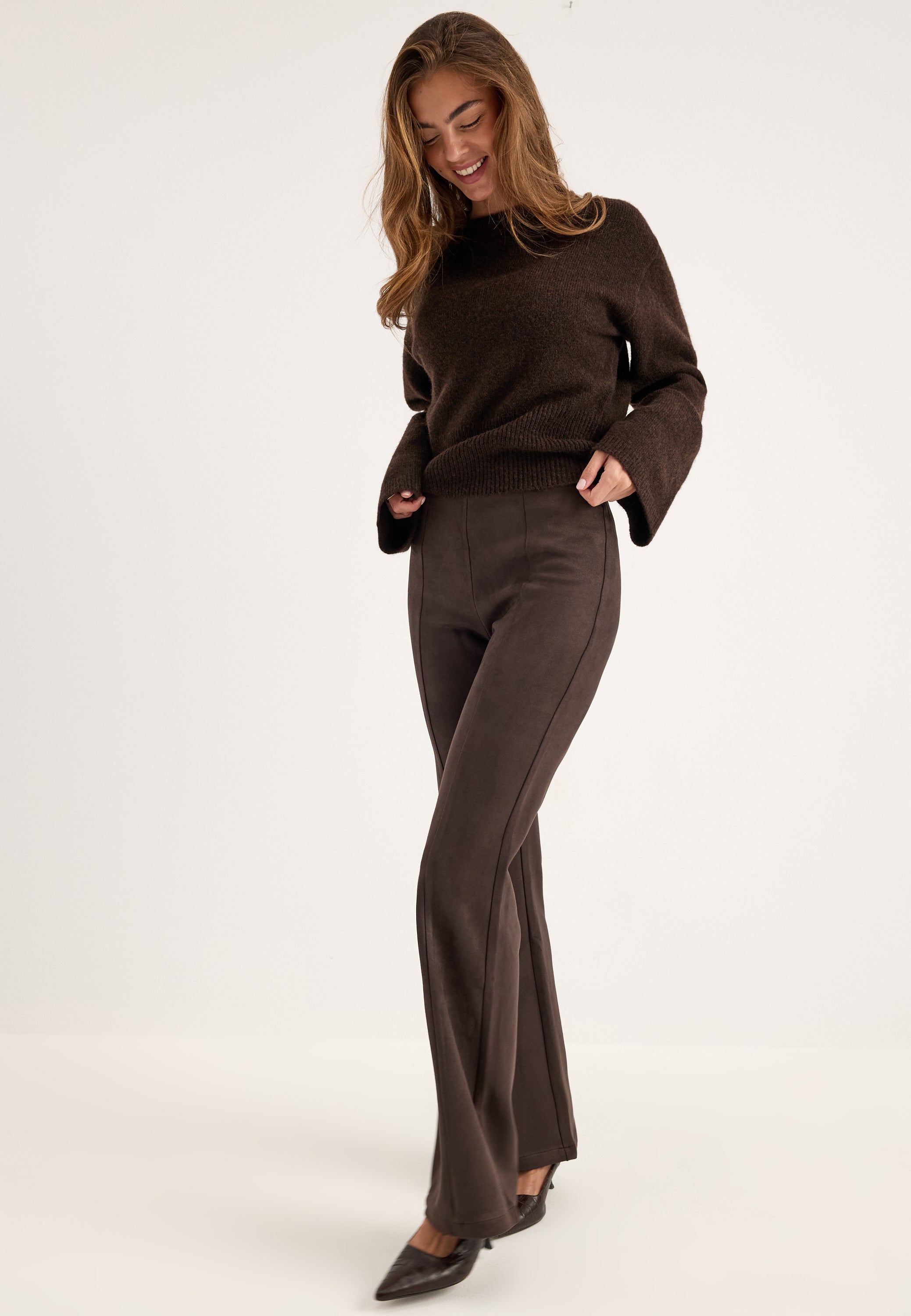 ONLY Onlabena Mw Faux Suede Flare Leggings