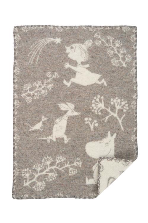 Klippan Yllefabrik Moomin Winterland Uldtæppe Grey  Grey-OS Uld Grå  One Size  Drenge, Piger