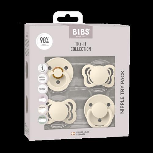 BIBS Try-It Collection 4-pak Sut Ivory  Ivory 0+M  Creme  0+ måneder From Newborn Drenge, Piger