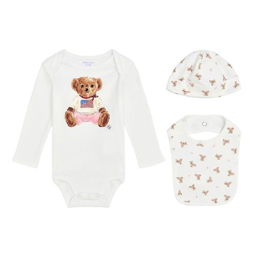 Ralph Lauren Polo Bear 3-delt Gavesæt White Multi  White Multi 9 months  Hvid  9 måneder  Piger