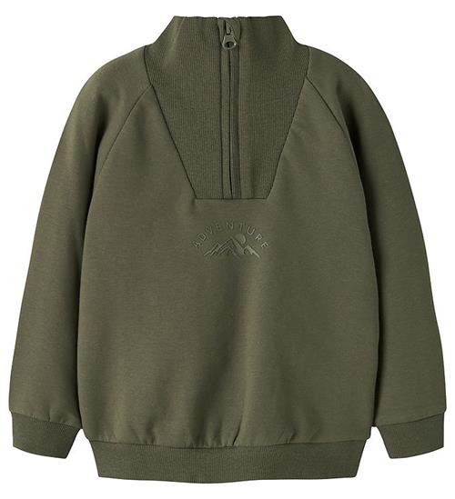 Name it Sweatshirt m. Lynlås - NmmOscar - Olive Night
