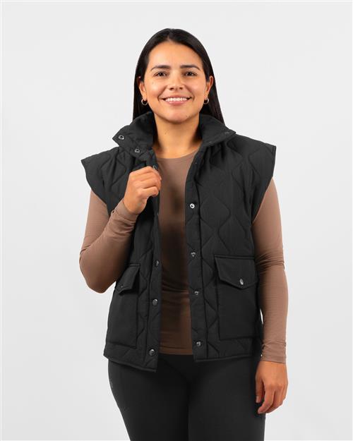 Toni Black Quilted Short Vest