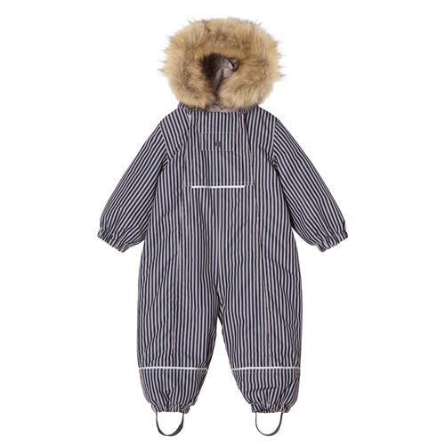 Kuling Val D'Isere Vinteroveralls Thin Stripe Navy Taupe  Thin Stripe Navy/Taupe-86 cm  Marineblå  86 cm  Drenge, Piger