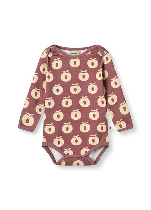 Småfolk Ulm long-sleeved baby body with apples Vintage pink Vintage pink-86 cm  Lyserød  86 cm  Piger