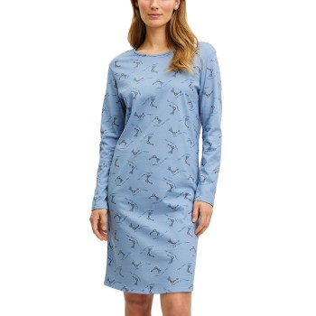 Calida Lovely Nights Long Sleeve Nightdress Blå Mønster bomuld Small Dame