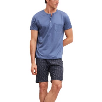 Calida Relax Imprint 1 Short Pyjama Marine/Blå bomuld XX-Large Herre