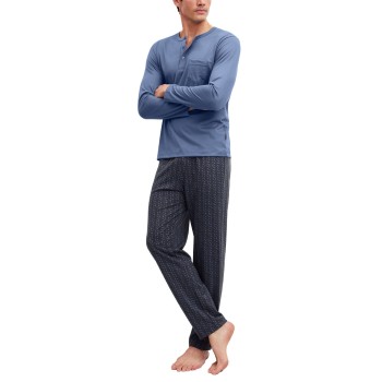 Calida Relax Imprint 2 Long Pyjama Marine/Blå bomuld X-Large Herre
