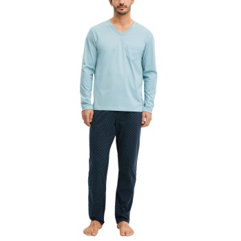 Calida Relax Imprint 3 Pyjamas Marine/Blå bomuld Large Herre