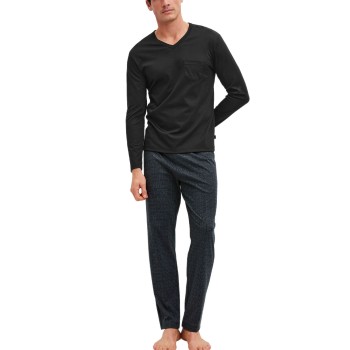 Calida Relax Streamline 5 Pyjama Sort/Grå bomuld Large Herre