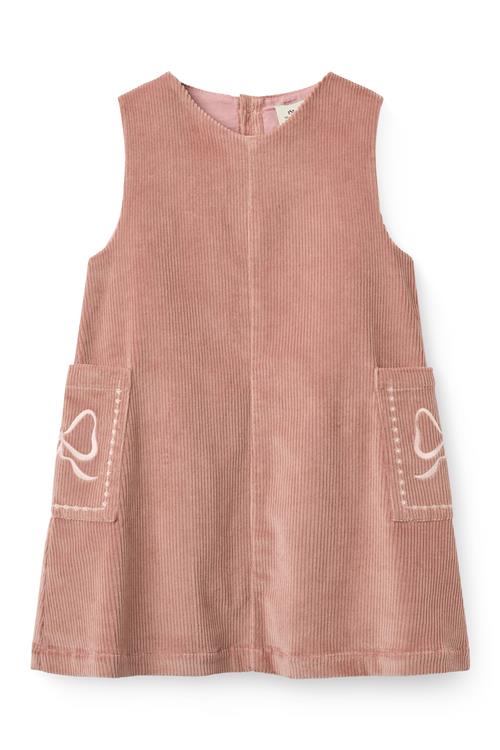 Copenhagen Colors Corduroy Dress W. Embroidery Winter Rose-92 cm  Lyserød  92 cm  Piger