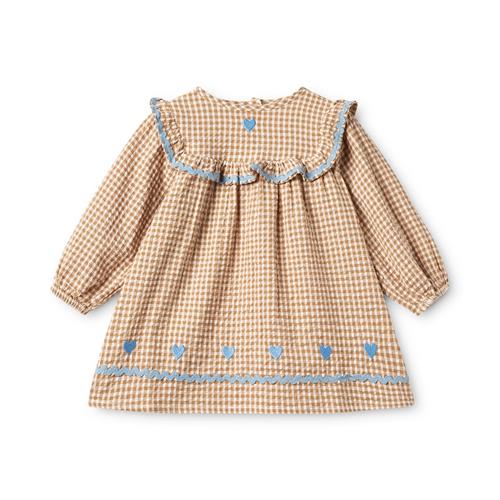 Flöss Ellis Kjole Coffee Gingham  Coffee Gingham 104 cm  Beige  104 cm  Piger