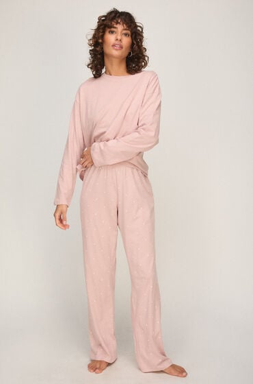 Hunkemöller Pyjamas i bomuldsjersey Lyserød