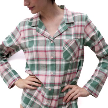 Femilet Heat Shirt Grøn/Rudet bomuld 38 Dame