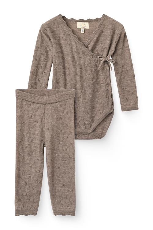 Copenhagen Colors 2-Pack Knitted Pointelle Cross-Over Body W. Scallop Edge & Leggings Natural Melange-80 cm  Creme  80 cm  Drenge, Piger