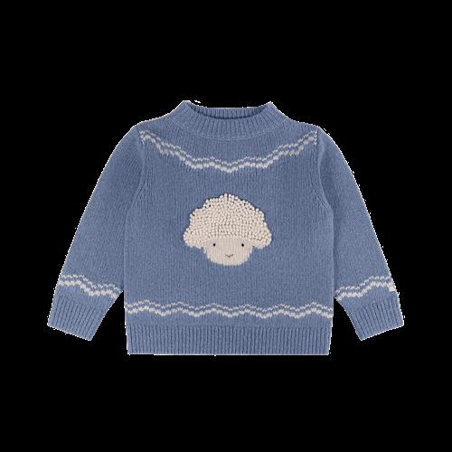 Donsje Amsterdam Selwyn Trøje I Merinould Vintage Blue Melange  Vintage Blue Melange-3-4 Y  Blå  3-4 år  Drenge, Piger