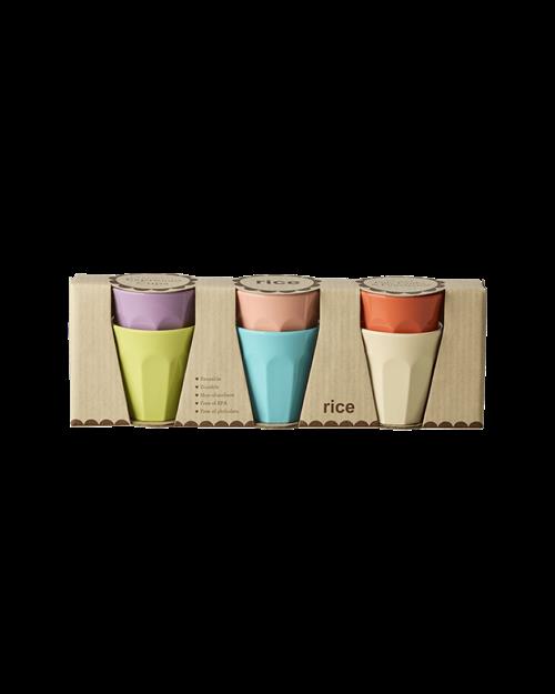 RICE Melamine Mini Cups in Asst. Glory Days Colors - 6 Pack - 80 ml Glory Days Colors-OS  Grøn  One Size  Drenge, Piger