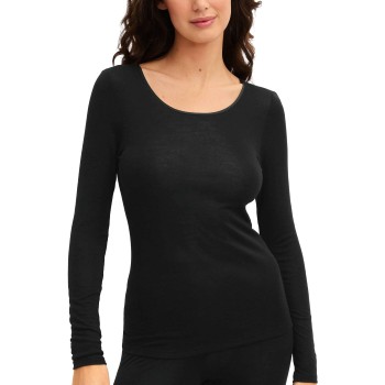 Calida True Confidence Ribbed Shirt Long Sleeve Sort Medium Dame