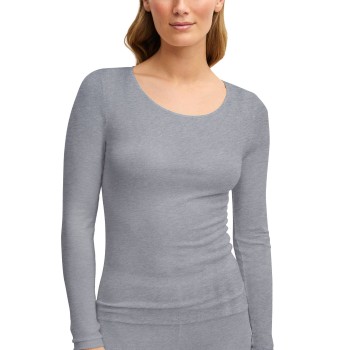 Calida True Confidence Ribbed Shirt Long Sleeve Grå Small Dame