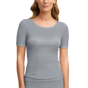 Calida True Confidence Ribbed Short Sleeve Shirt Grå X-Small Dame