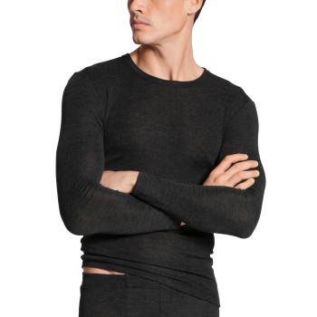 Calida Wool and Silk Shirt Long Sleeve Sort Medium Herre
