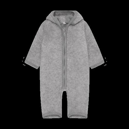 Huttelihut Barnevognsdragt I Uld Medium Grey Melange  Medium Grey Melange-74 cm Uld Grå  74 cm
