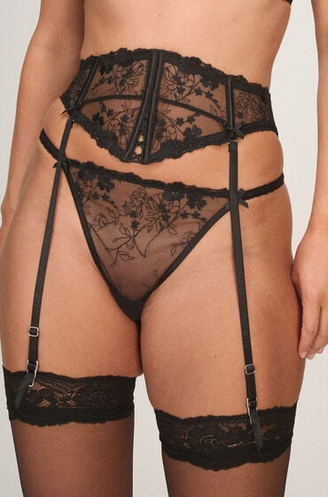 Hunkemöller Taljekorset med pæoner Sort