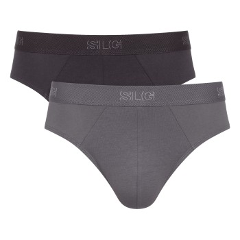 Sloggi 2P SLG Base Midi Briefs Grå/Sort bomuld XX-Large Herre