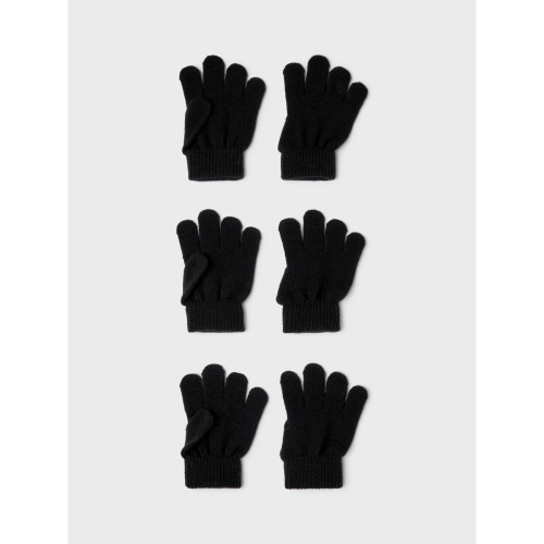 NAME IT 3-Pak Strik Handsker Magic Black