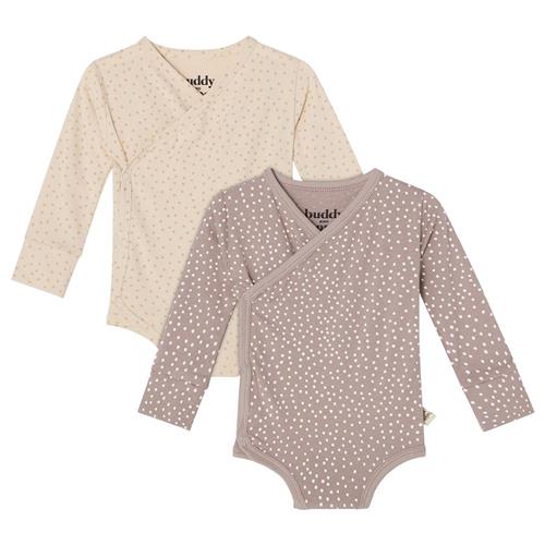 Buddy & Hope Max Beige/Taupe Prikket 2-pak Baby Body 50/56 cm  Beige Prikker 50/56 cm  Drenge, Piger