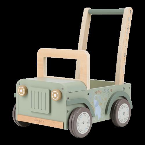 Little Dutch Safari Friends Skubbevogn Af Træ Green  Green One Size  Grøn  One Size  Drenge, Piger