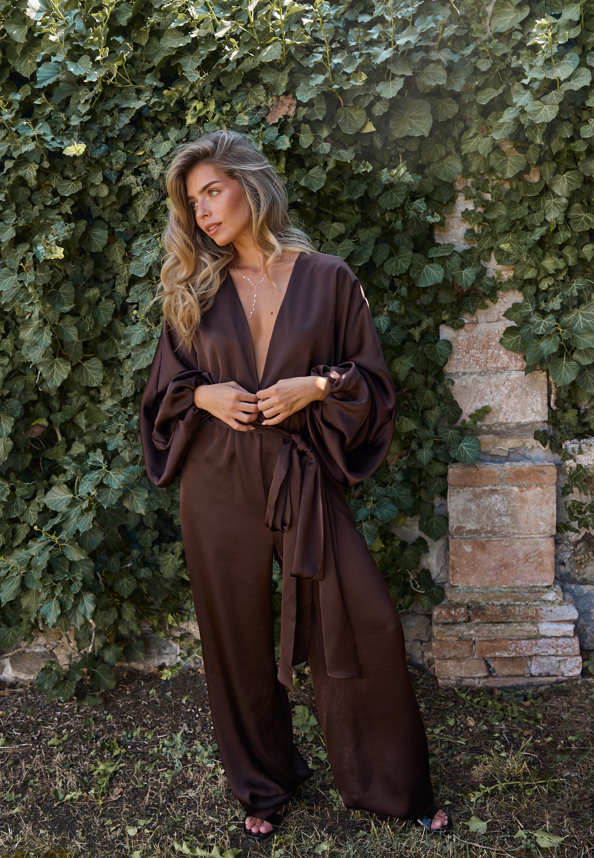 BUBBLEROOM OCCASION Satin Bubble Hem Jumpsuit