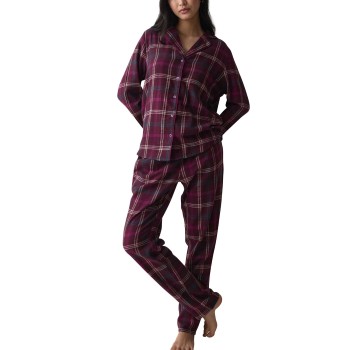 Triumph Boyfriend Long Sleeved Pyjama Set Vinrød  bomuld 38 Dame