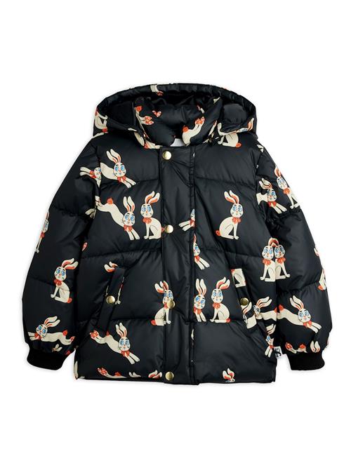 Mini Rodini Rabbit Pufferjakke Med Hætte Black  Black 104/110 cm  Sort  104/110 cm  Drenge, Piger