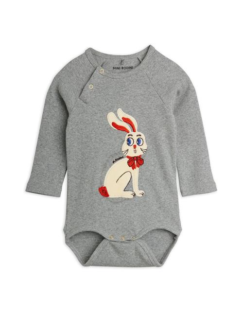 Mini Rodini Rabbit Langærmet Body Grey Melange  Grey Melange 80/86 cm  Grå  80/86 cm  Drenge, Piger