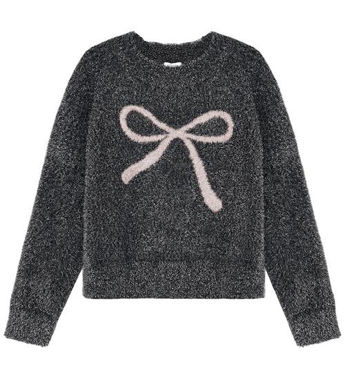 Minymo Bluse - Strik - Tap Shoe m. Sølvglimmer/Sløjfe
