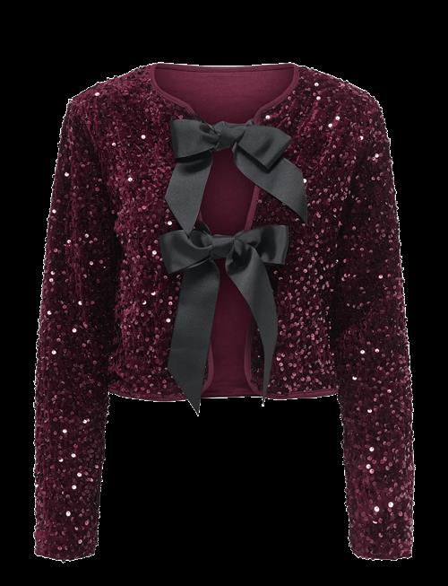 ONLY | Onlanika Sequins Ls Bow Top Wvn Cs | M