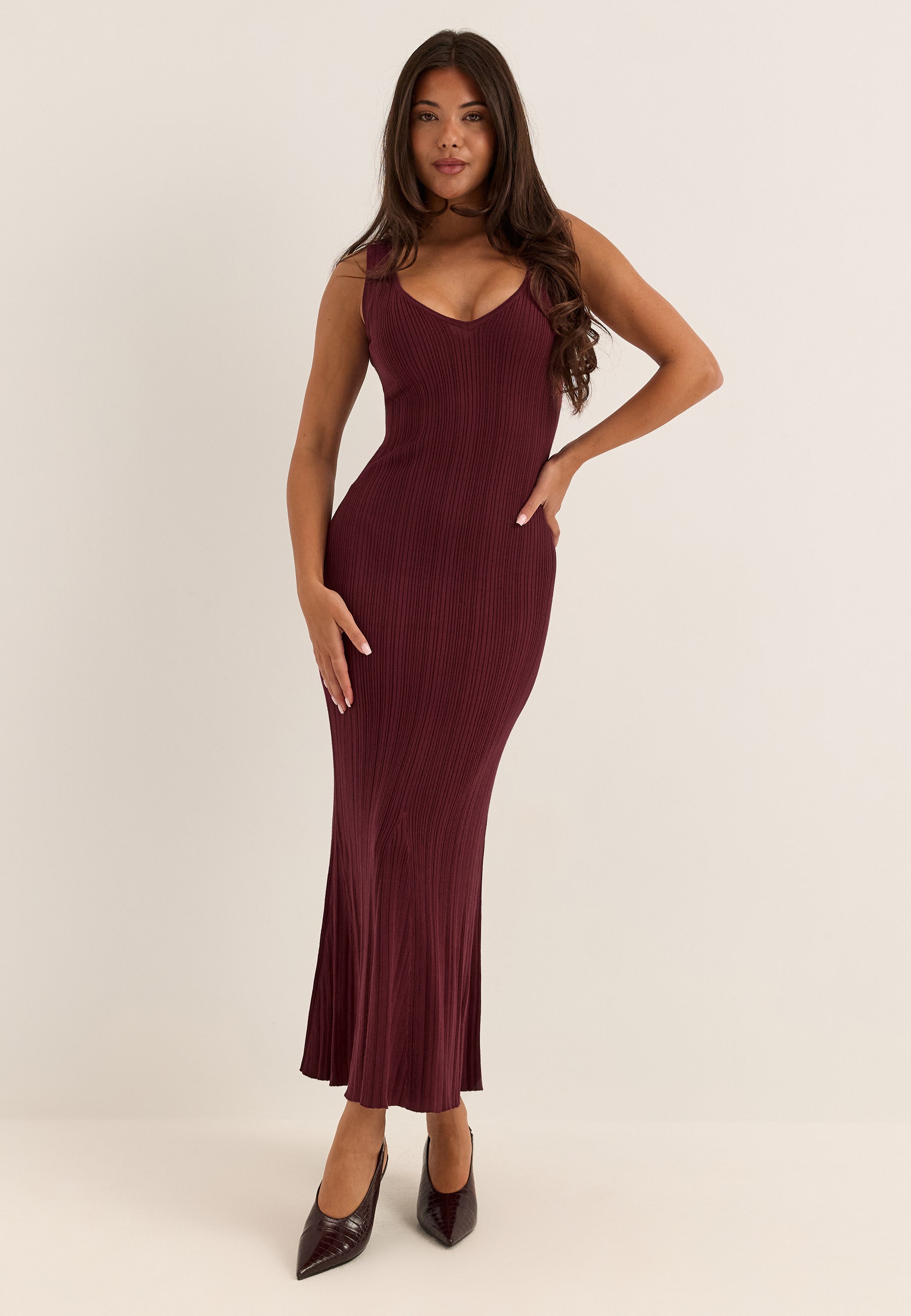 BUBBLEROOM Knitted V-neck Dress