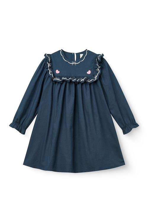 Copenhagen Colors Dress W. Frill & Embroidery Navy Comb-128 cm  Marineblå  128 cm  Piger