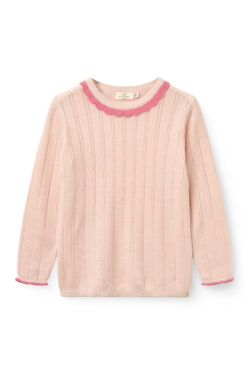 Copenhagen Colors Ls Merino Pointelle Blouse Soft Pink Comb-104 cm  Lyserød  104 cm  Piger