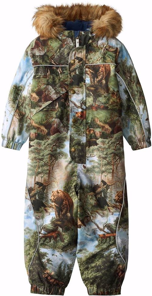 Molo Polaris Fur Junior Snowsuit Forest Art Forest Art 110 cm  Grøn  110 cm  Drenge