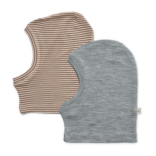 Wheat Kim 5 Uldbalaclavaer Wood Stripe  Wood Stripe 10-12 Y  Grå  10-12 år  Drenge, Piger