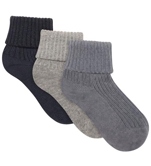 Minymo Strømper - Rib - 3-pak - Blau Gray