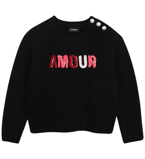 Zadig & Voltaire Bluse - Uld/Polyamid - Sort m. Tekst