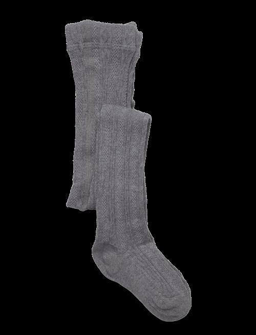 Geggamoja | Cable Knitted Stockings Grey Melange | 86-92