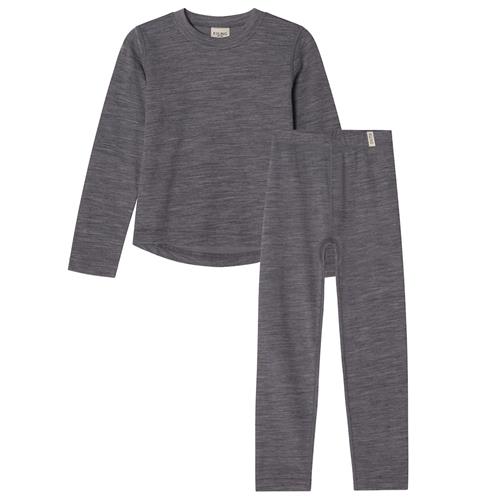 Kuling Gisborn Wool/Bamboo Baselayer Set Dark Grey Melange Dark Grey Melange-134/140 cm Uld Grå  134/140 cm  Drenge, Piger