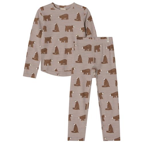 Kuling Gisborn Wool/Bamboo Baselayer Set Taupe Bear Taupe Bear-110/116 cm Uld Beige  110/116 cm  Drenge, Piger