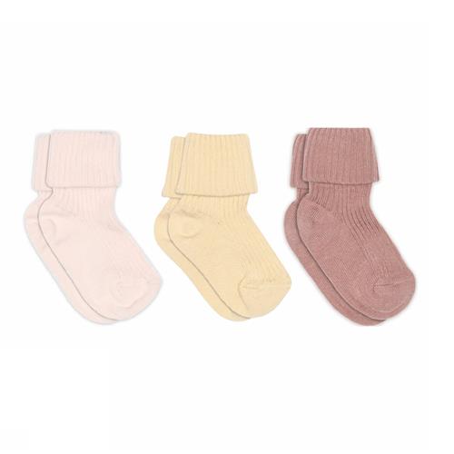 MP Denmark Cotton Rib Baby Socks - 3-Pack Wood Rose Wood Rose 25-28 EU  Lyserød  25-28 EU  Piger