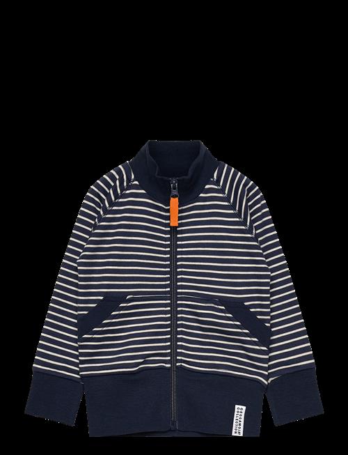 Geggamoja | Zip Sweater Navy Beige Stripe | 134/140